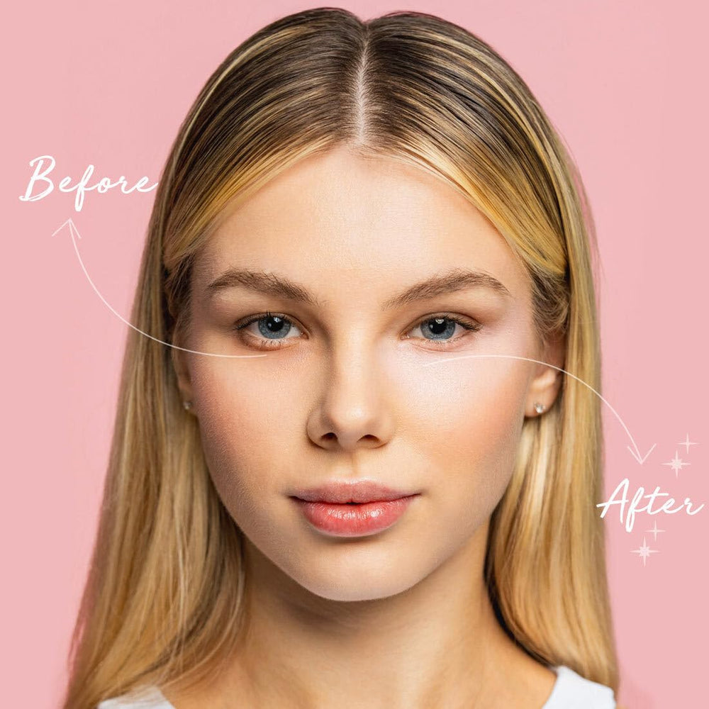 Palladio Under Eye Brightener Soft Pink swatch demonstrates color-correcting tint for lighter complexions.