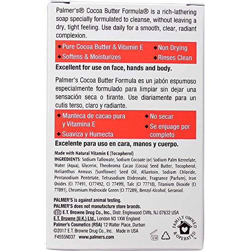 Palmer's Cocoa Butter Formula soap vitamin E close-up emphasizes nourishing skin protection.