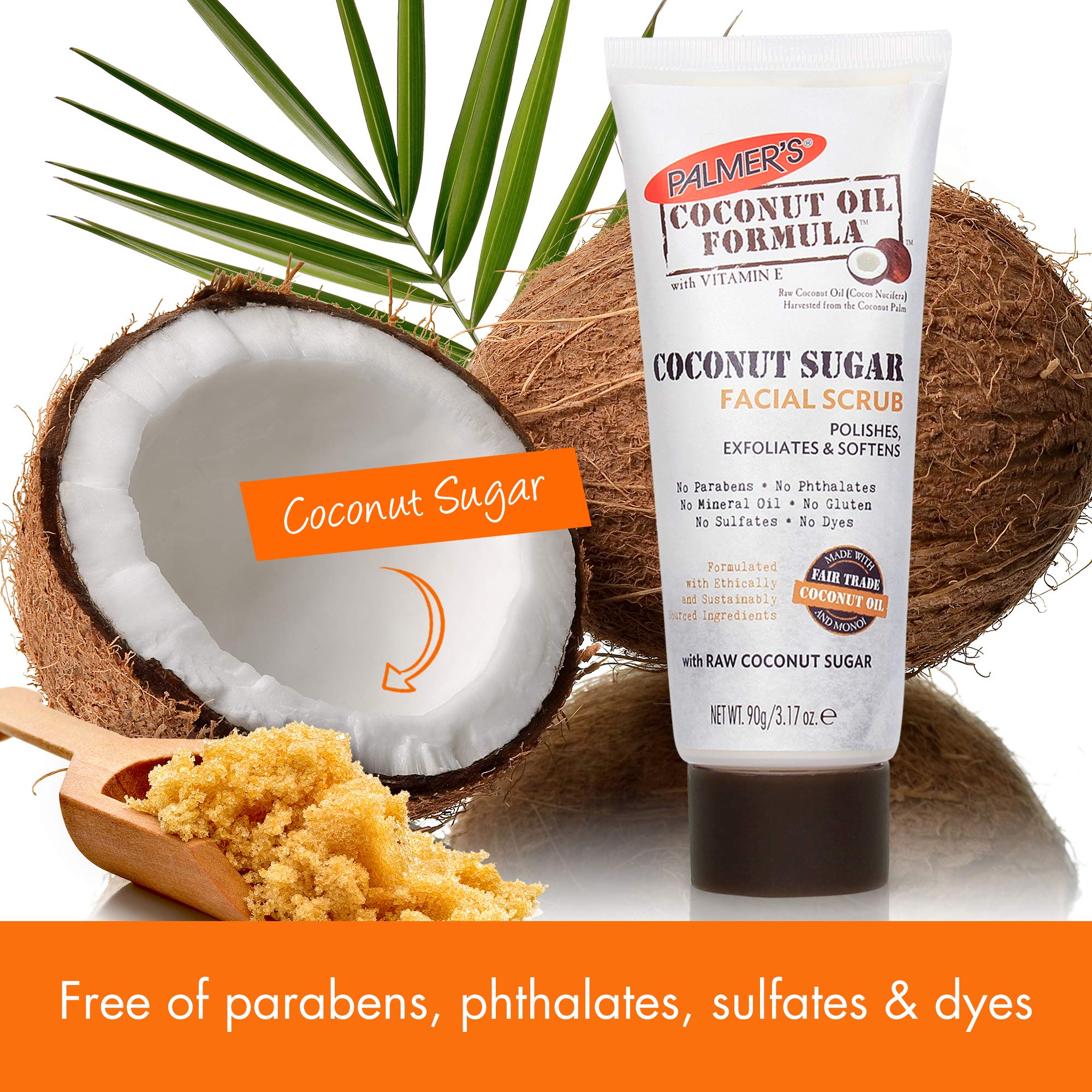 Palmer's Coconut Sugar Facial Scrub on a wet face ready to rinse for smoother skin.