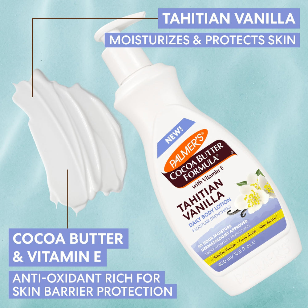 Palmer's lotion being spread on hands demonstrating instant softening benefit
