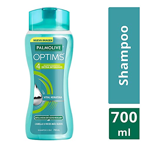 Palmolive Optims Nivel 4 Shampoo bottle back view with ingredients and usage notes