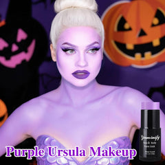 Paminify light-purple face paint stick twist-up application for quick cosplay detailing.
