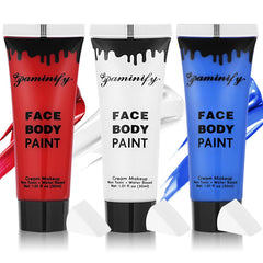 Paminify red white blue face paint tubes for vibrant patriotic designs