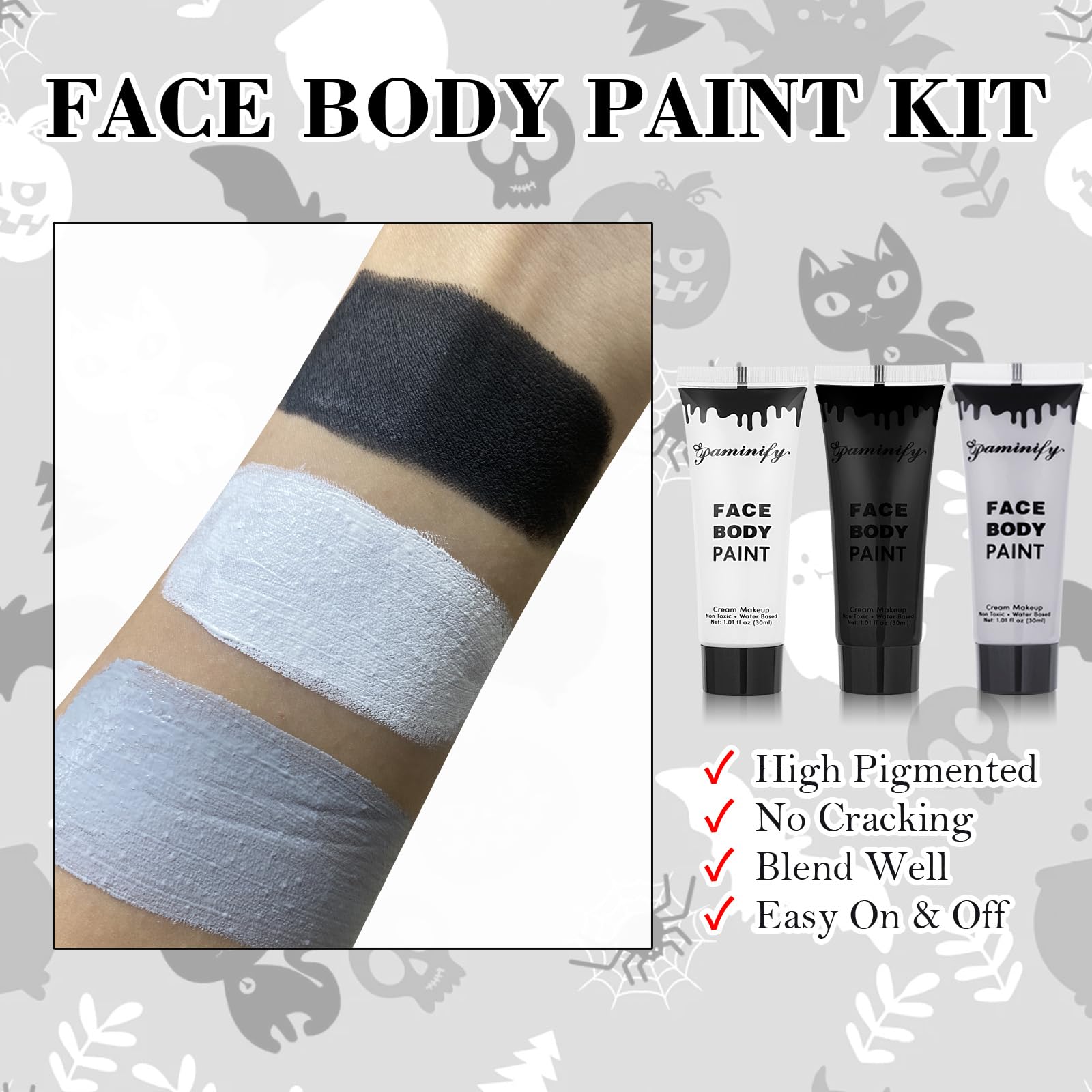 Paminify skin-friendly non-toxic formula label close-up.