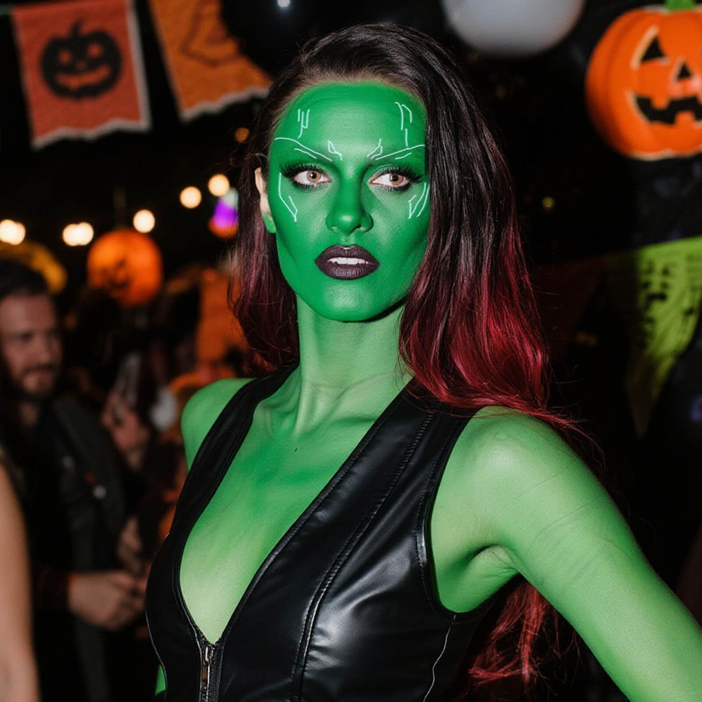 Paminify Witch Green face paint dries quickly for smooth layering.