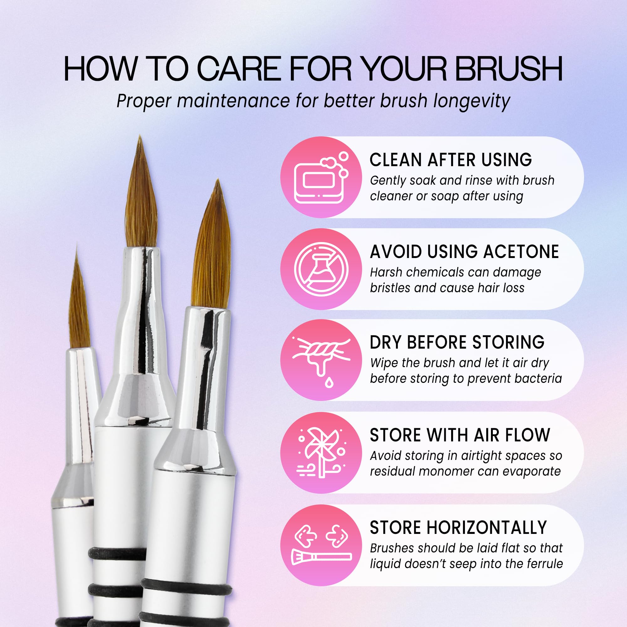 PANA 3D Kolinsky brush cap close-up shows wear-resistant, easy-to-clean construction.