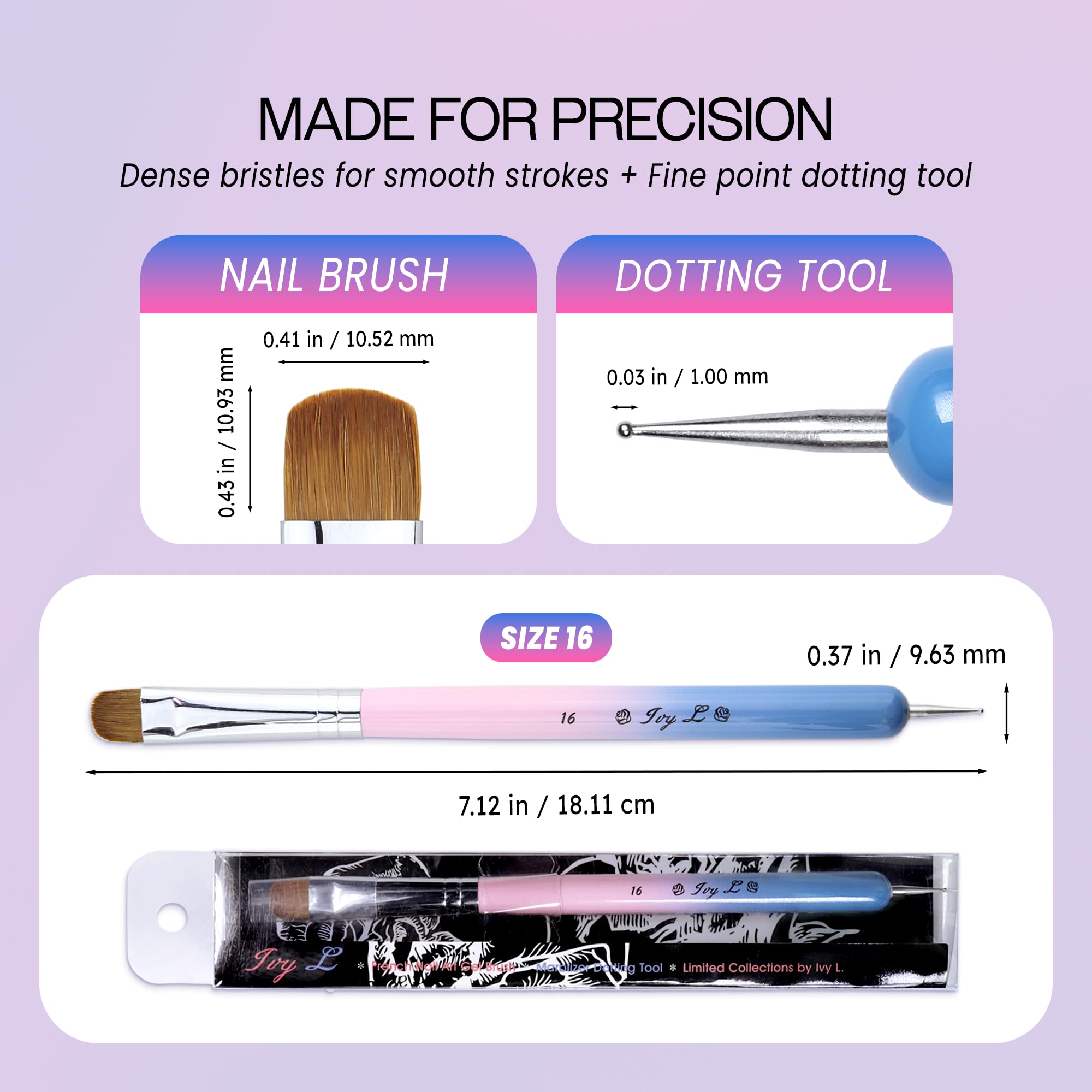 PANA Ivy-L 2-way Kolinsky brush and dotting tool joined for intricate dot patterns.