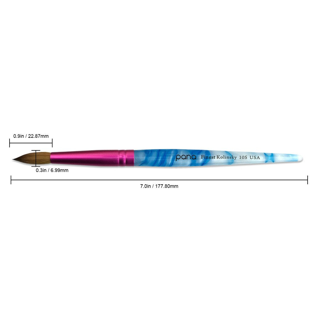PANA nail brush showcases pink ferrule design for stylish, comfortable grip during long sessions.