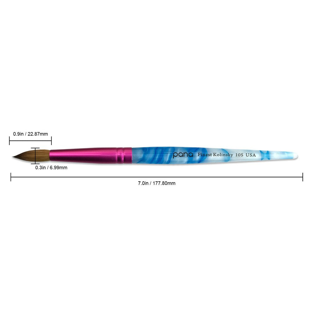 PANA nail brush showcases pink ferrule design for stylish, comfortable grip during long sessions.