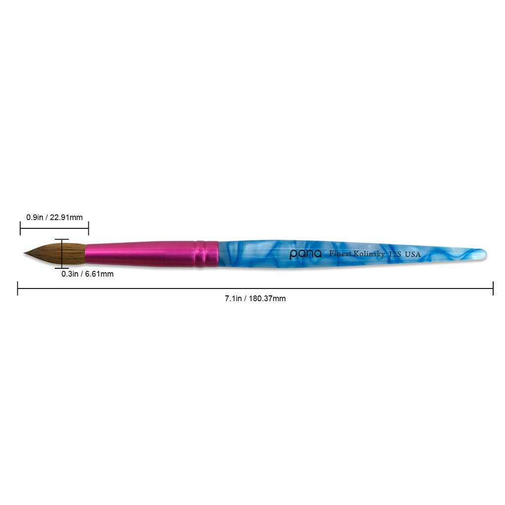 PANA round 12 brush with white swirl blue handle for comfortable grip.