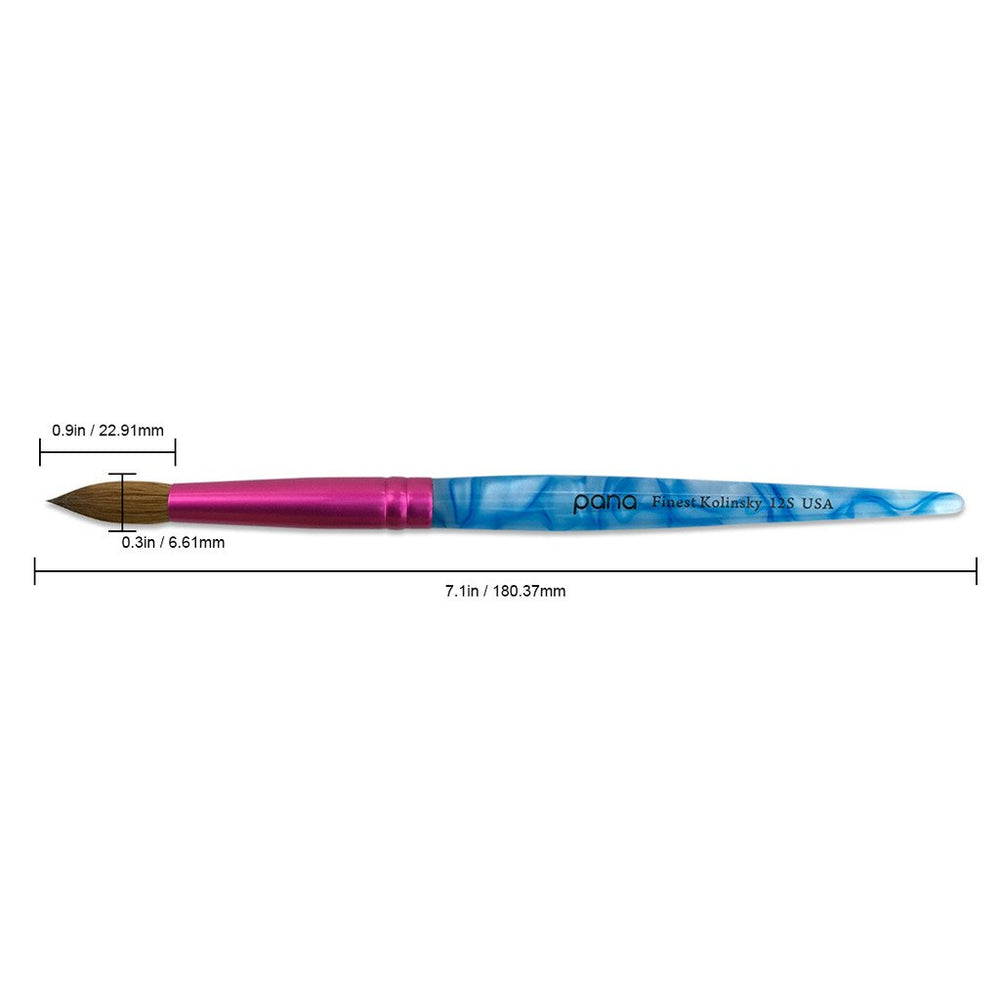 PANA round 12 brush with white swirl blue handle for comfortable grip.