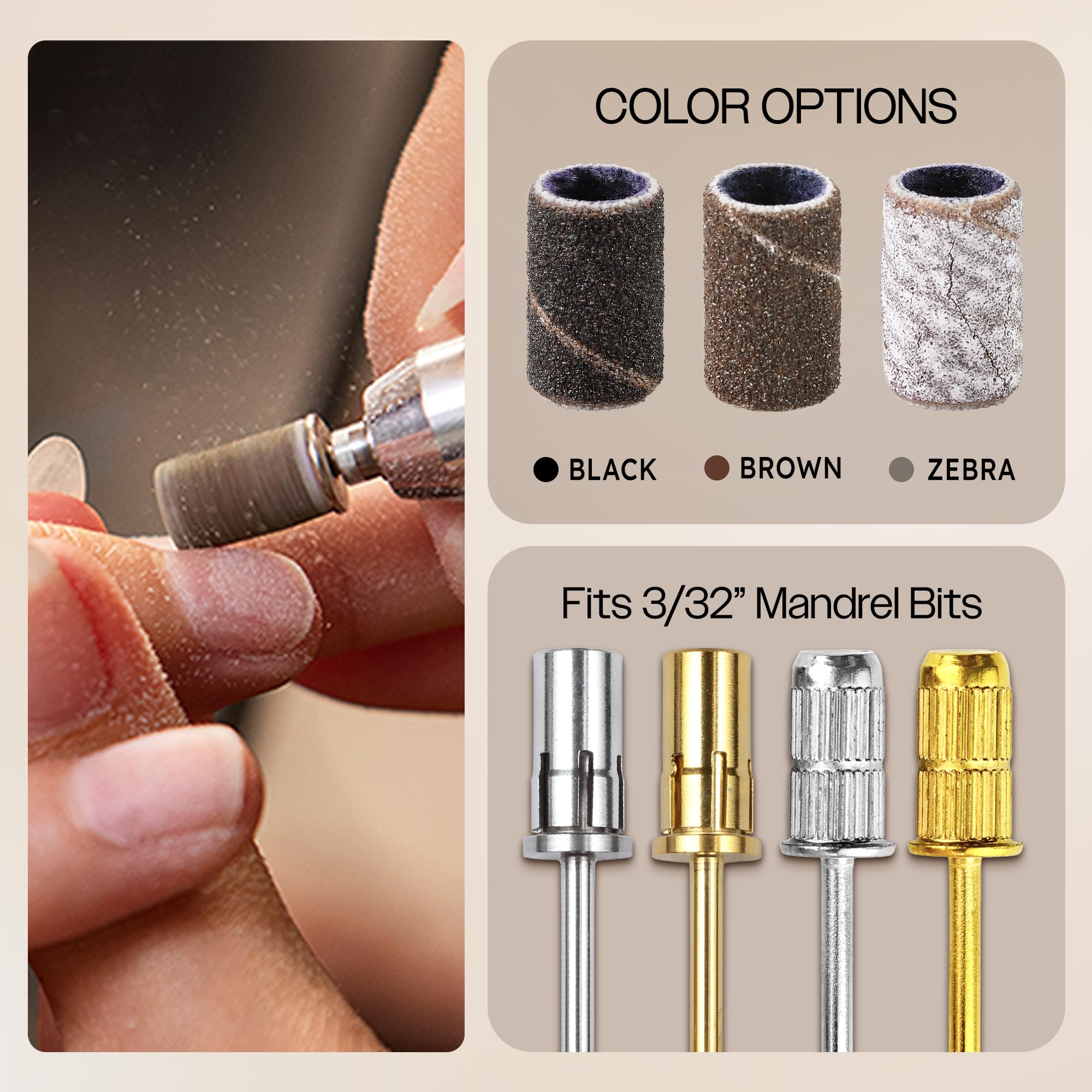 PANA Zebra sanding band with a shiny finish for polishing nails.