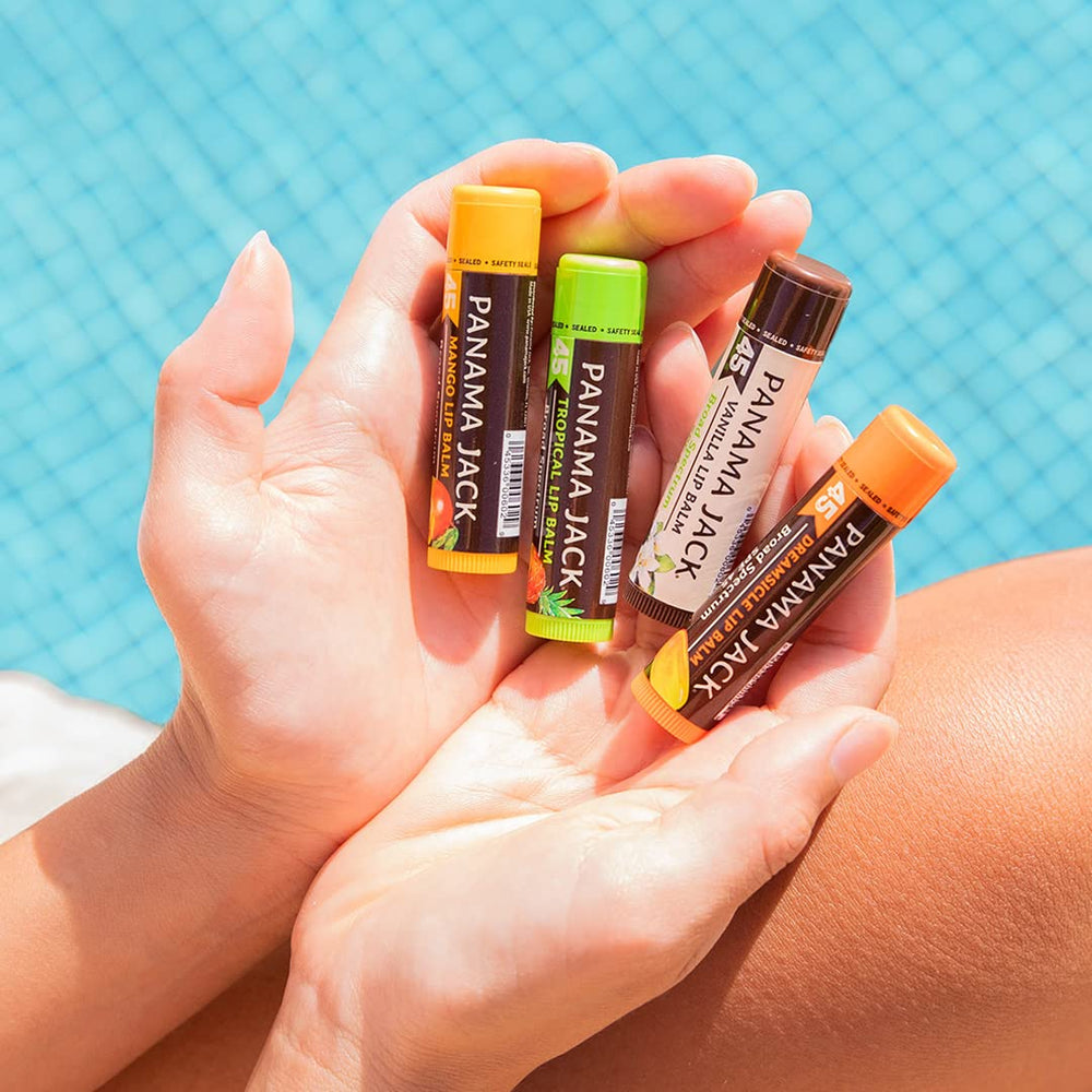 Panama Jack Sunscreen Lip Balm adjustable-dispensing enables easy reapplication on the go.
