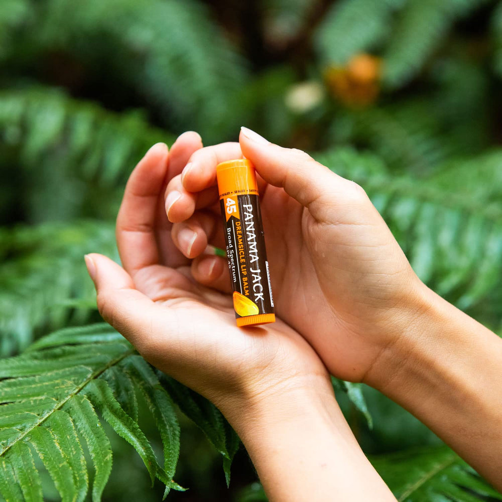Panama Jack Sunscreen Lip Balm Mango flavor displayed for tropical lip care.