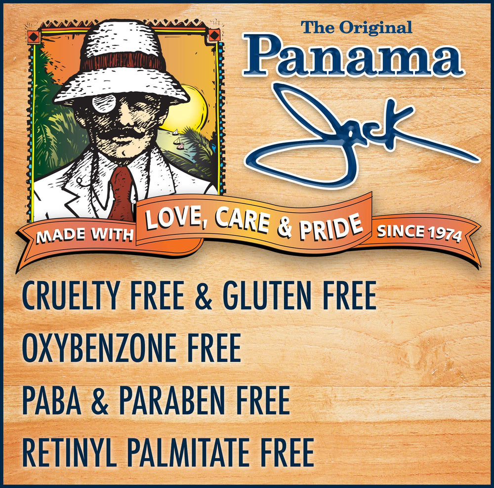 Panama Jack Sunscreen Lip Balm SPF 45 label signals broad UVA-UVB protection.