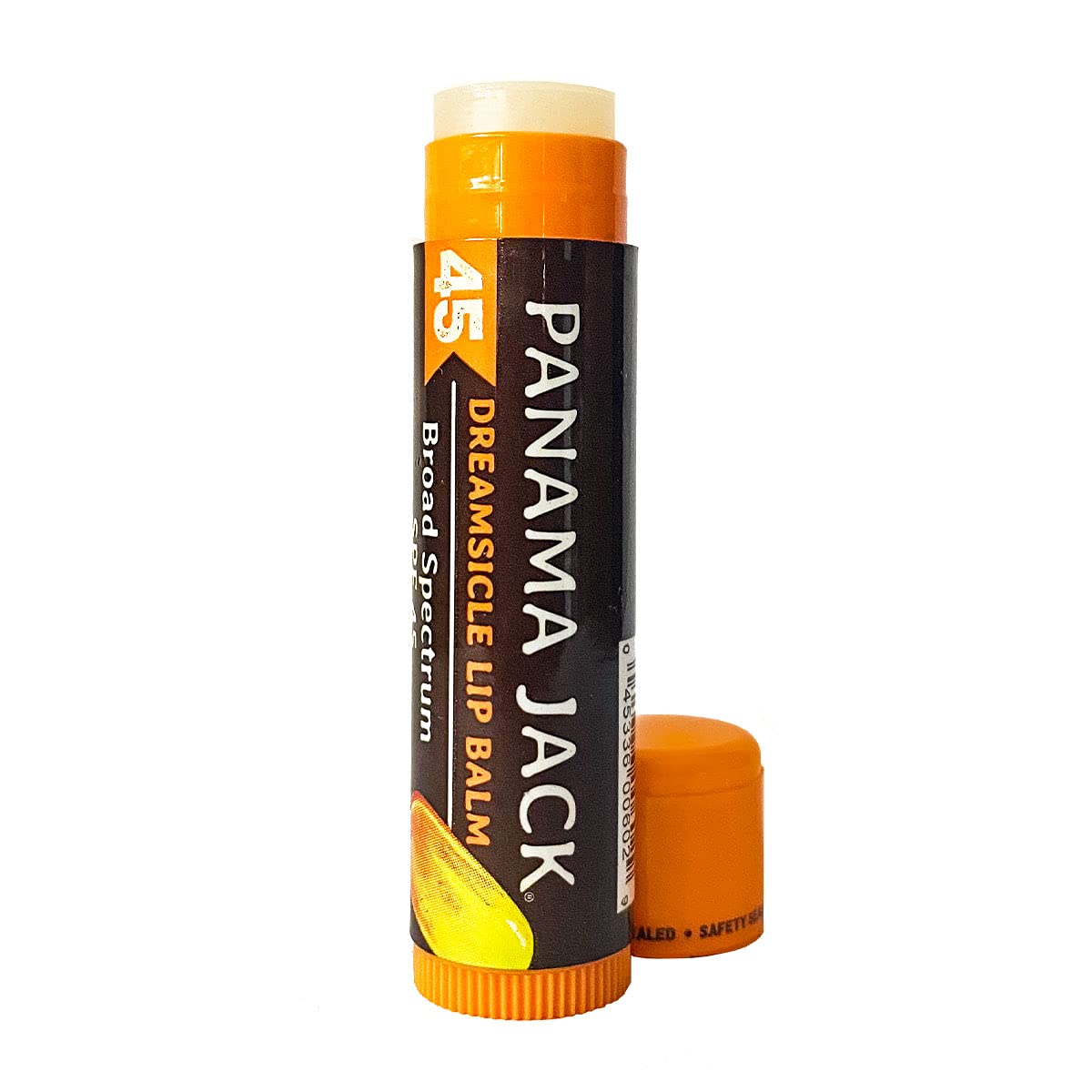 Panama Jack Sunscreen Lip Balm Tropical flavor shown in beach setting.