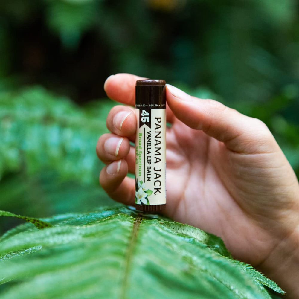 Panama Jack Sunscreen Lip Balm tropical flavor glossy finish keeps lips protected