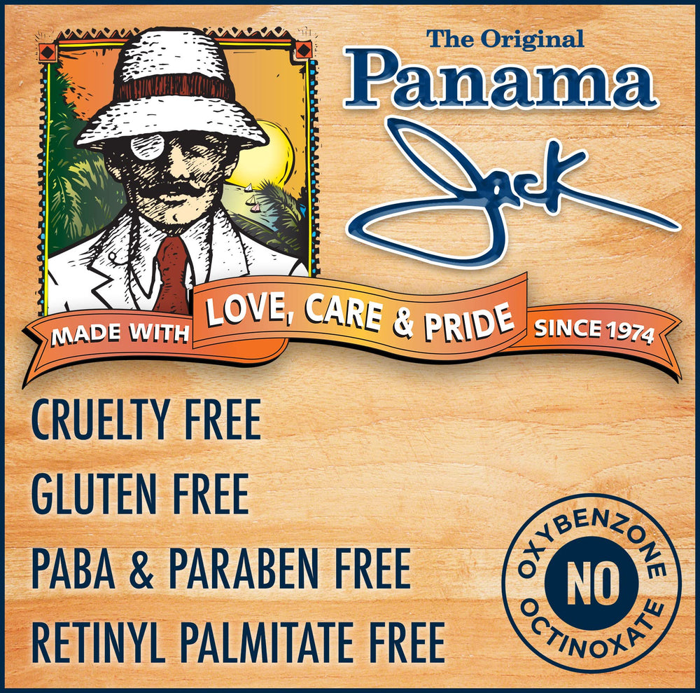 Panama Jack Sunscreen Tanning Lotion SPF 8 close-up, creamy texture and antioxidant formula