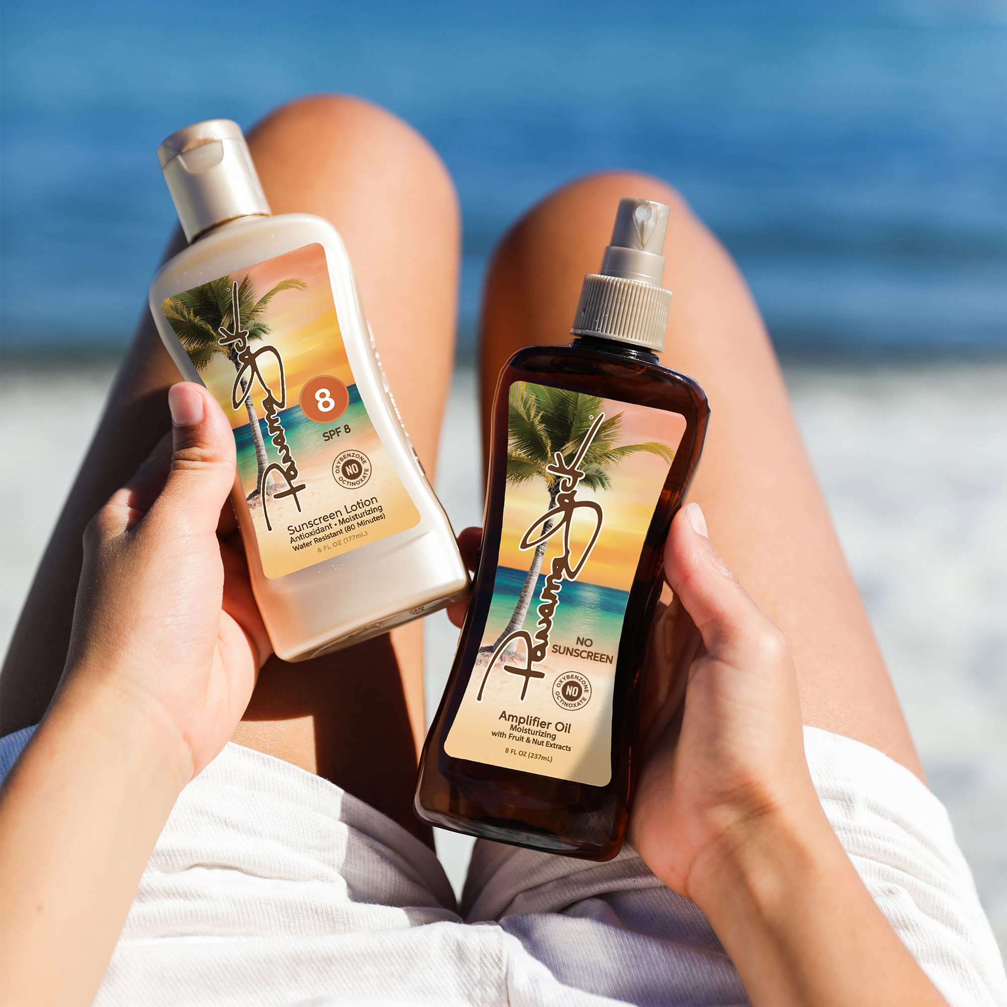 Panama Jack Sunscreen Tanning Lotion SPF 8 label, water resistance up to 80 minutes