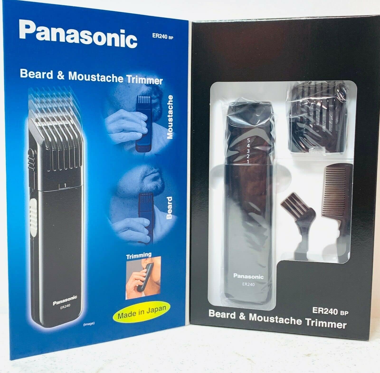 Panasonic ER240B cleaning-brush-and-mustache-comb set simplifies maintenance and grooming prep