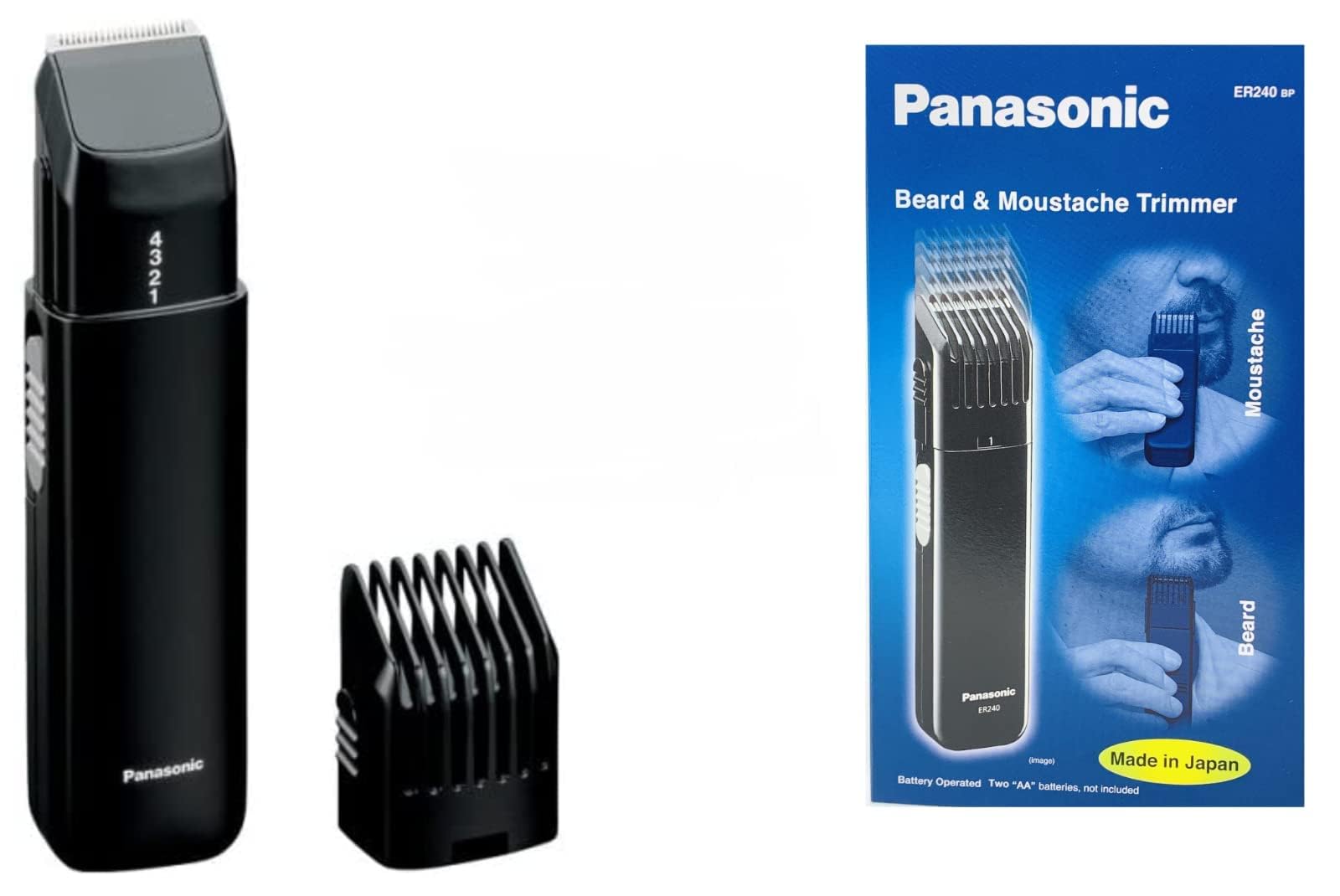 Panasonic ER240B mustache-trim-detail showcases fine lines and controlled shaping
