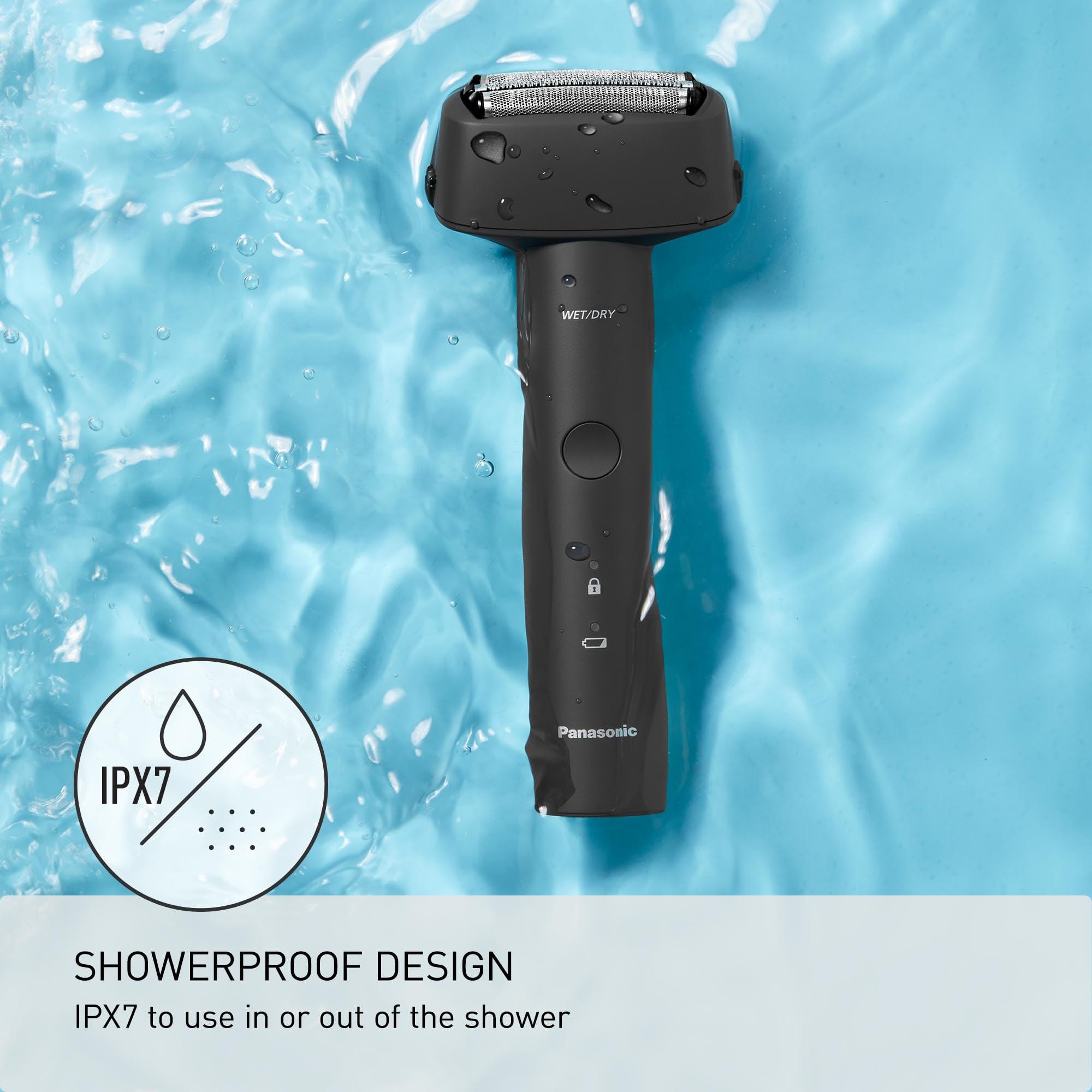 Panasonic ES-RM3B-K ergonomic handle ensures secure, comfortable grip.