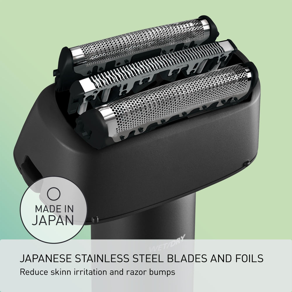 Panasonic ES-RM3B-K slim design ideal for travel storage.