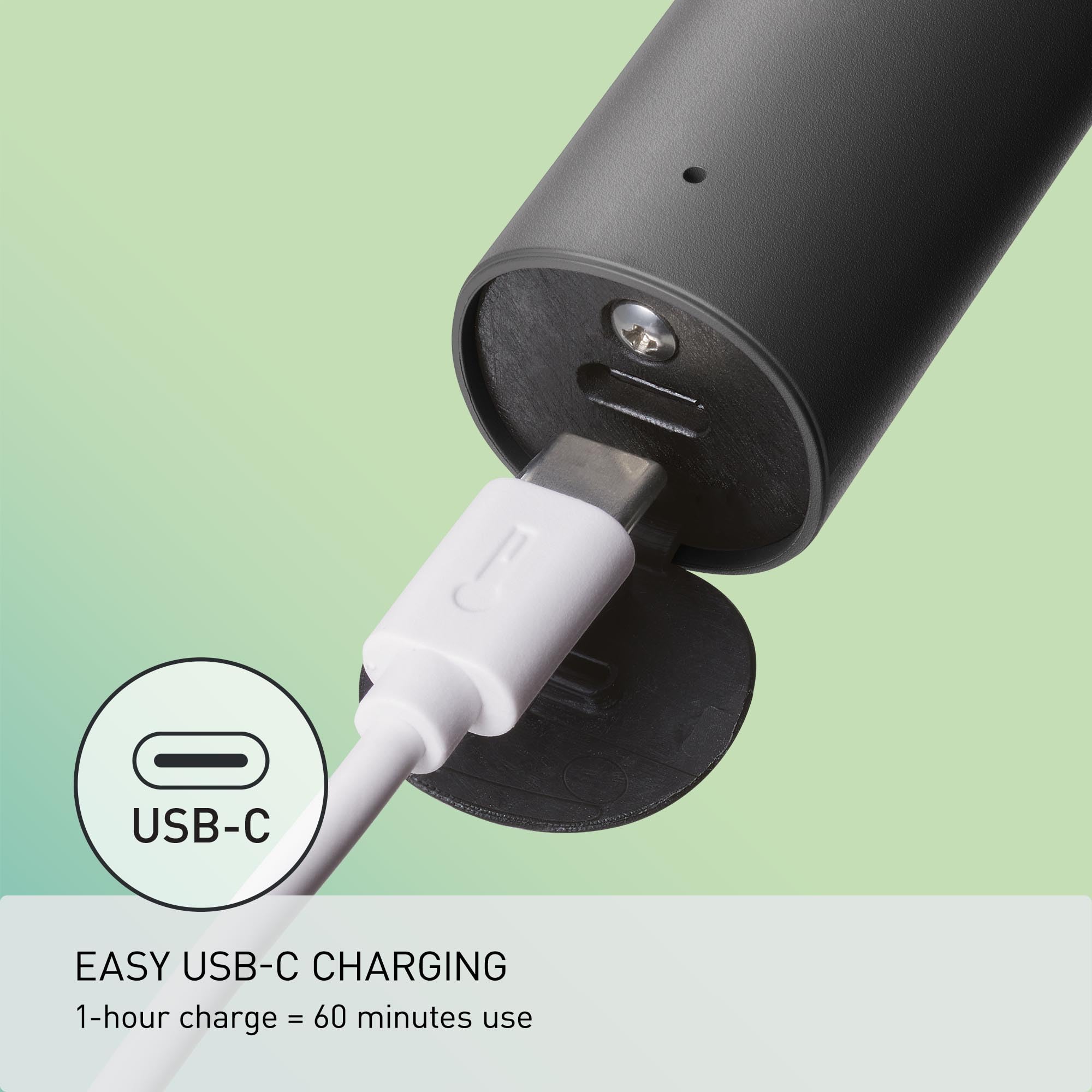 Panasonic ES-RM3B-K USB-C charging for quick power on the go.