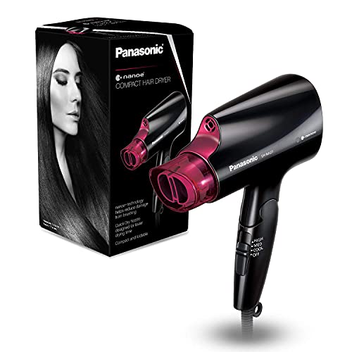 Panasonic nanoe compact hair dryer black-pink-tone adds style.