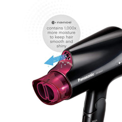 Panasonic nanoe compact hair dryer quickdry-nozzle speeds drying.