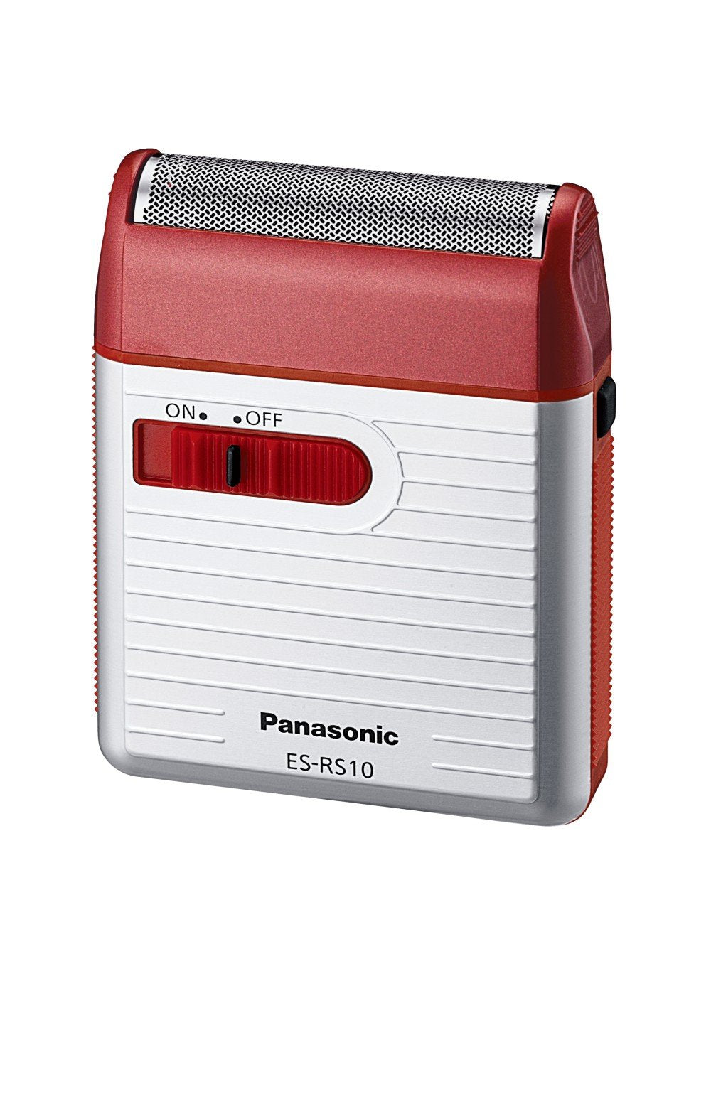 Panasonic ES-RS10-R red traveler shaver with durable stainless steel blade for on-the-go grooming.