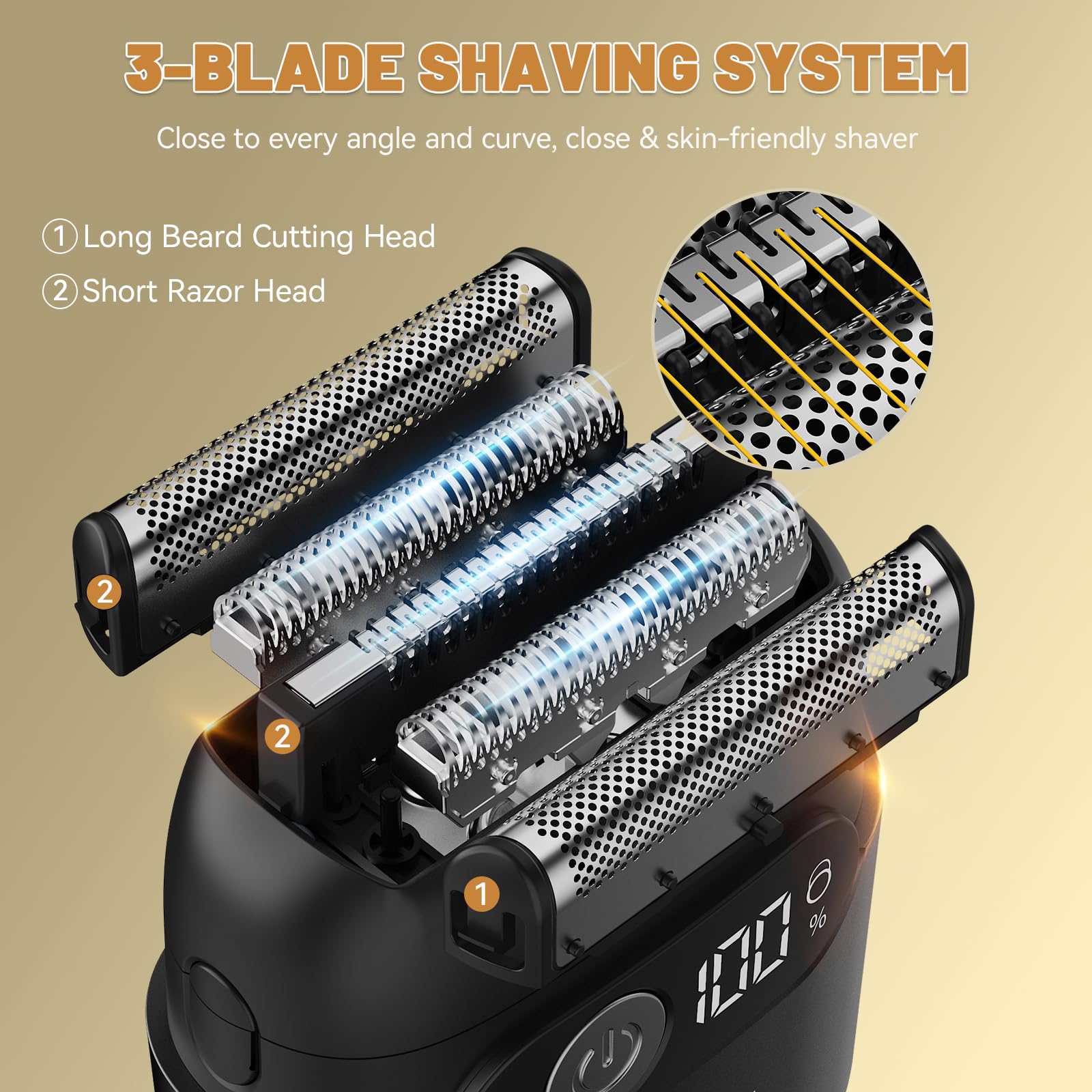Panid electric foil shaver LED display shows battery status for travel readiness