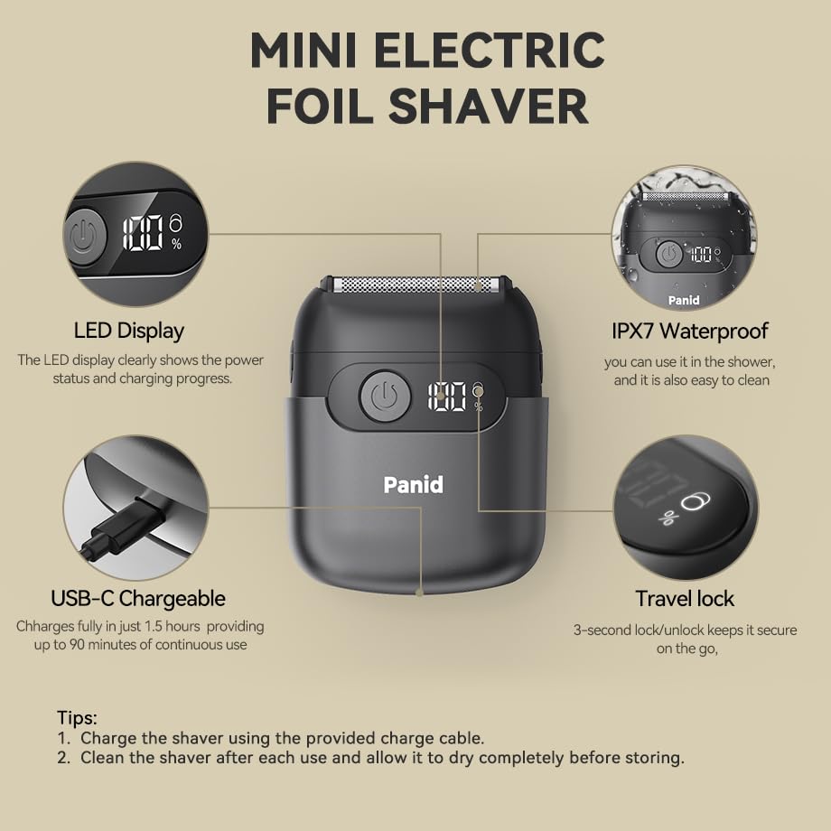 Panid electric foil shaver magnetic dustproof-cap keeps the head clean during travel