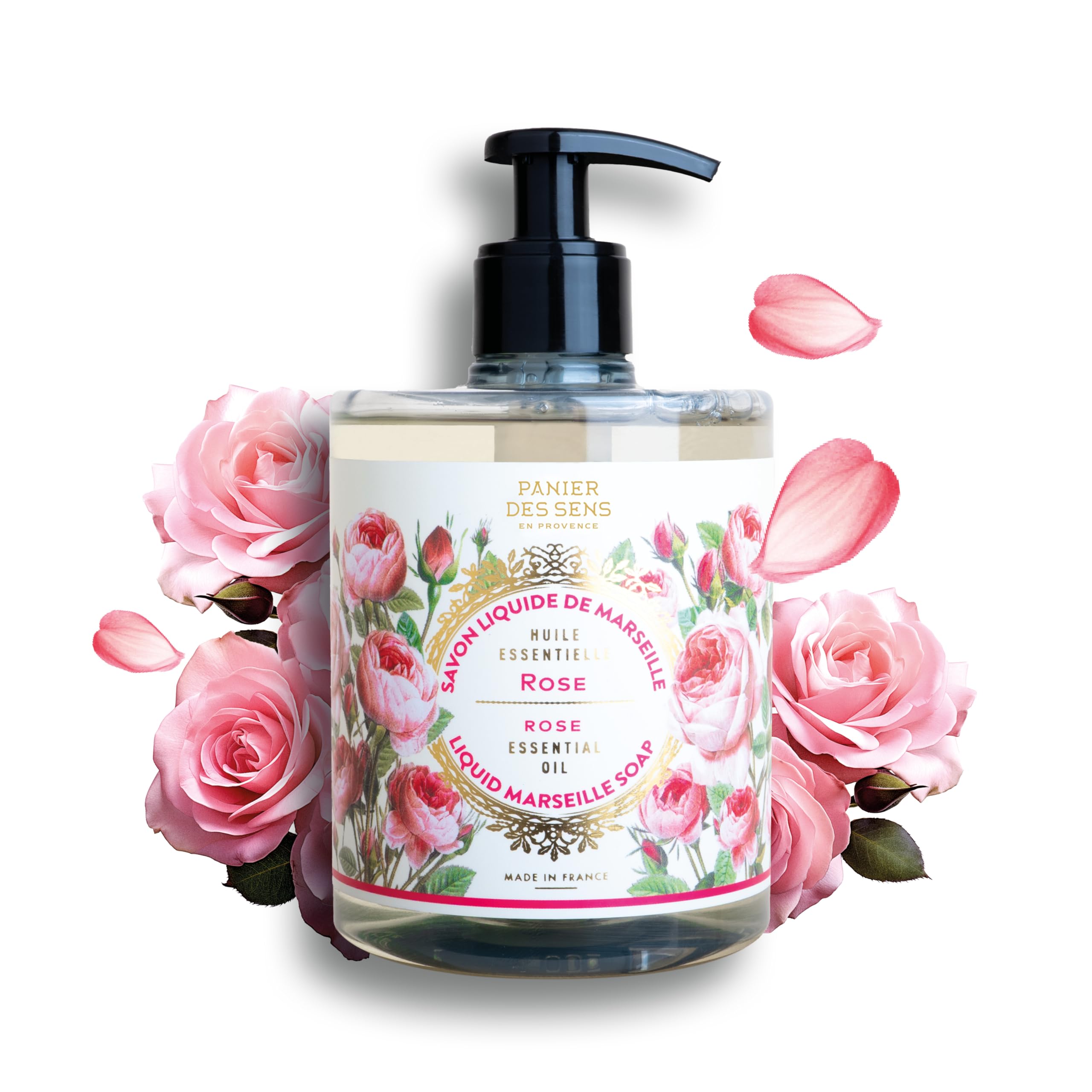 Panier des Sens Jabón Mano Rosa: botella con dispensador para uso diario en cocina o baño