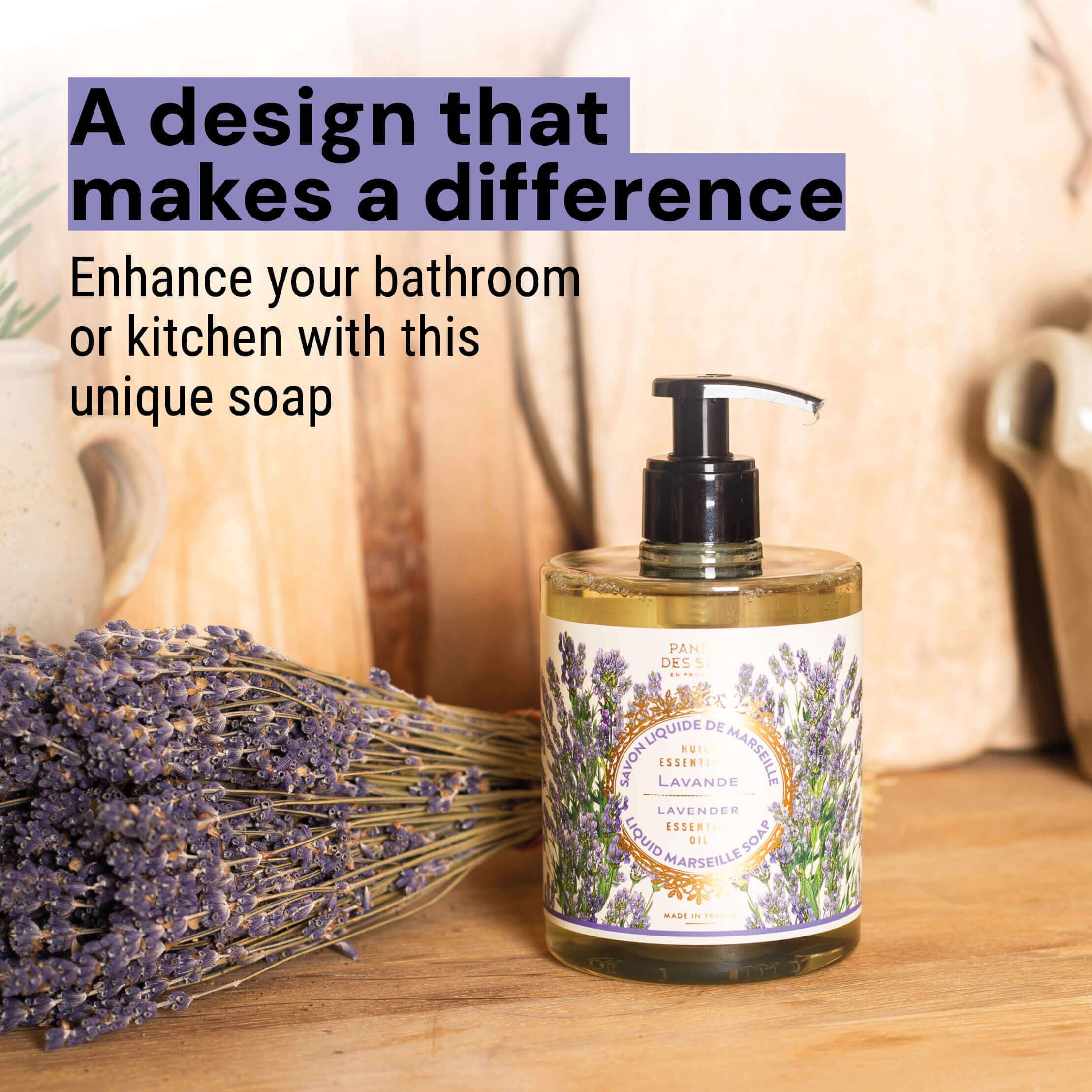 Panier des Sens lavender kitchen and bathroom hand soap in reusable bottle