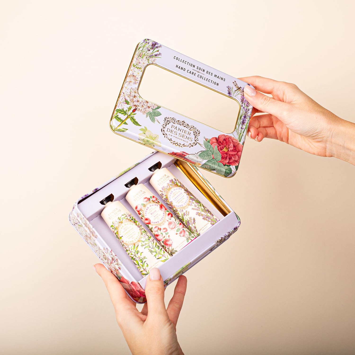 Panier des Sens mini hand cream set travel-size tubes, easy on-the-go skincare.