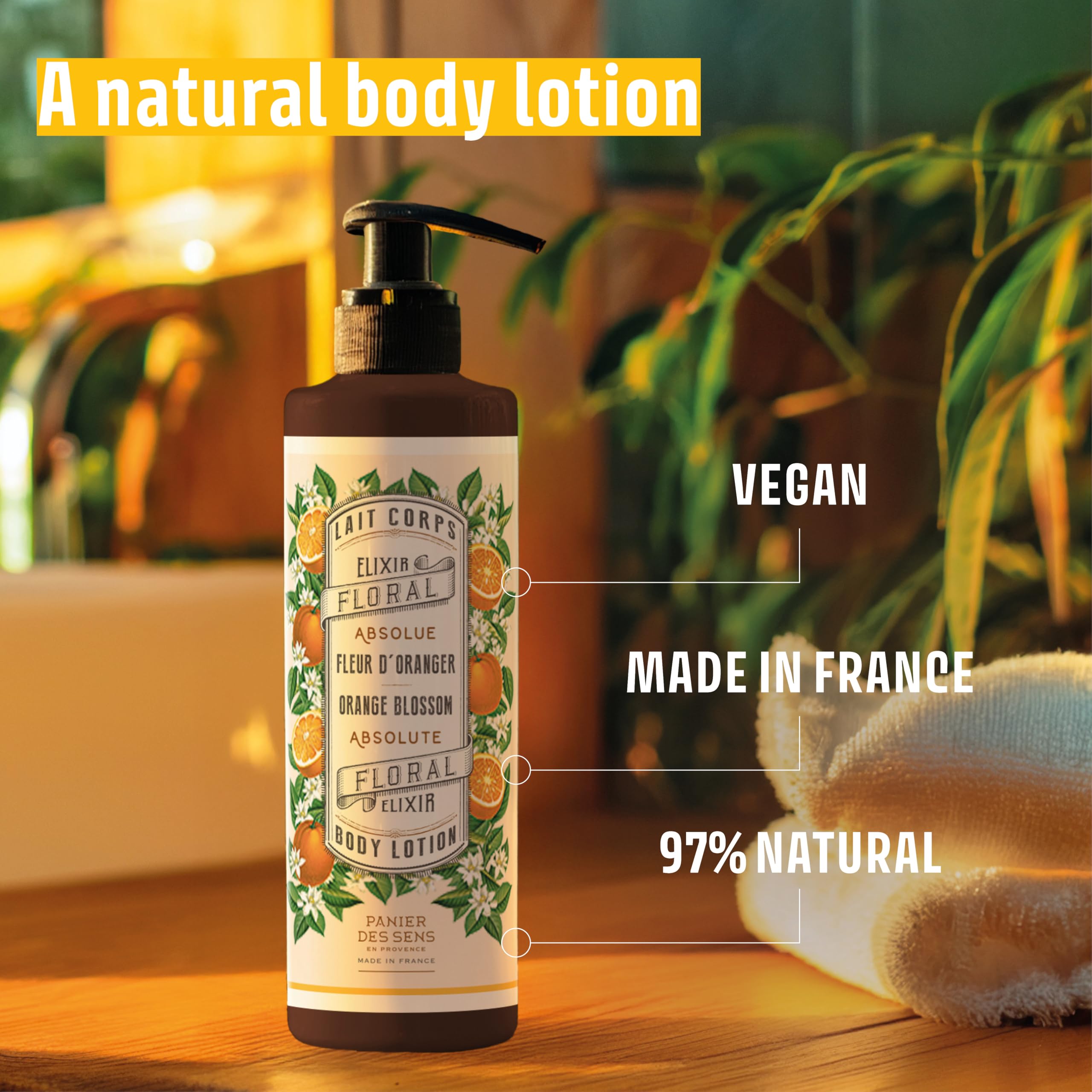 Panier des Sens vegan-friendly badge on lotion.