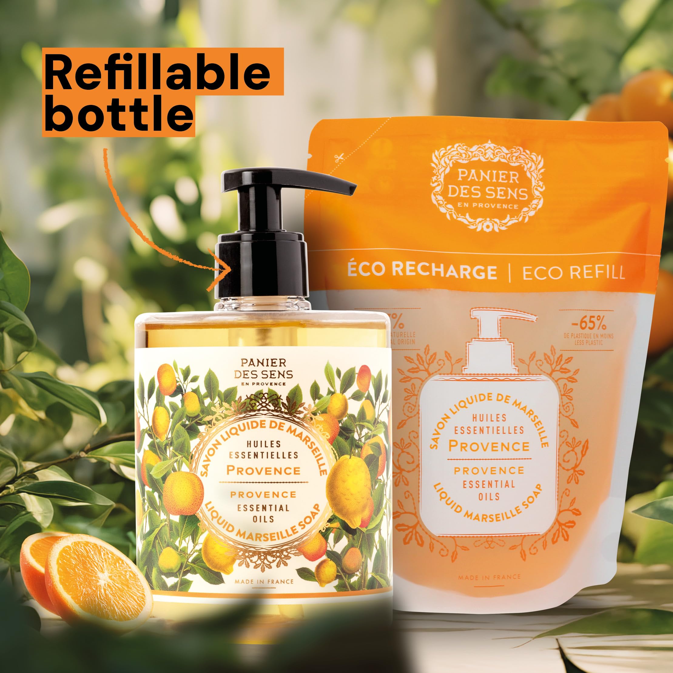 Panier des Sens recycled packaging close up emphasizing eco friendly premium cleanse.