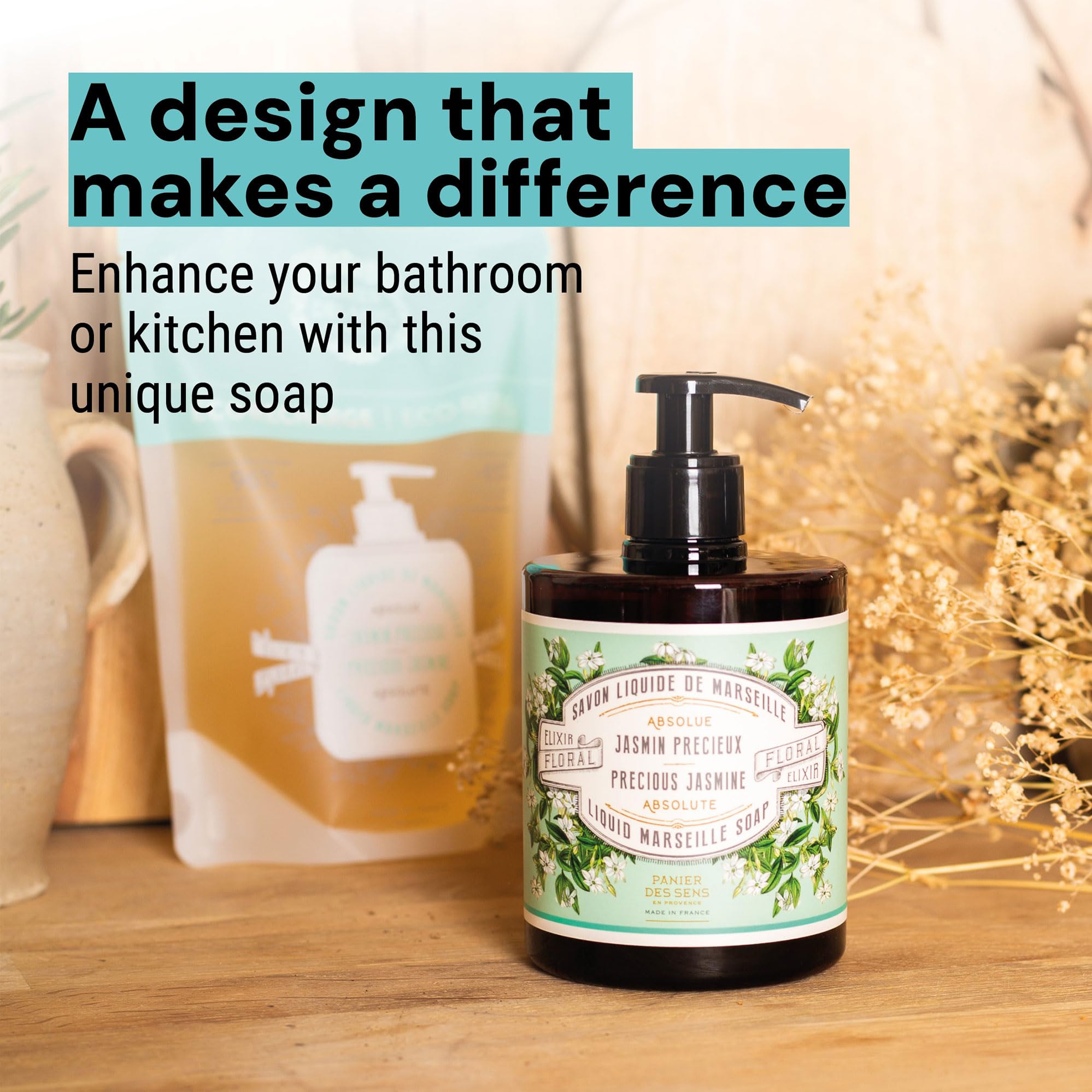 Panier des Sens refillable-packaging supports sustainable daily use in kitchen and bath.