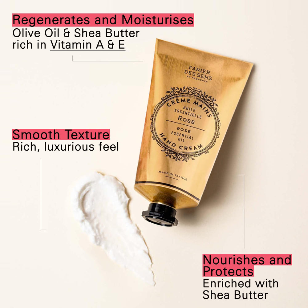 Panier des Sens Rose Hand Cream texture swatch for soft, hydrated hands