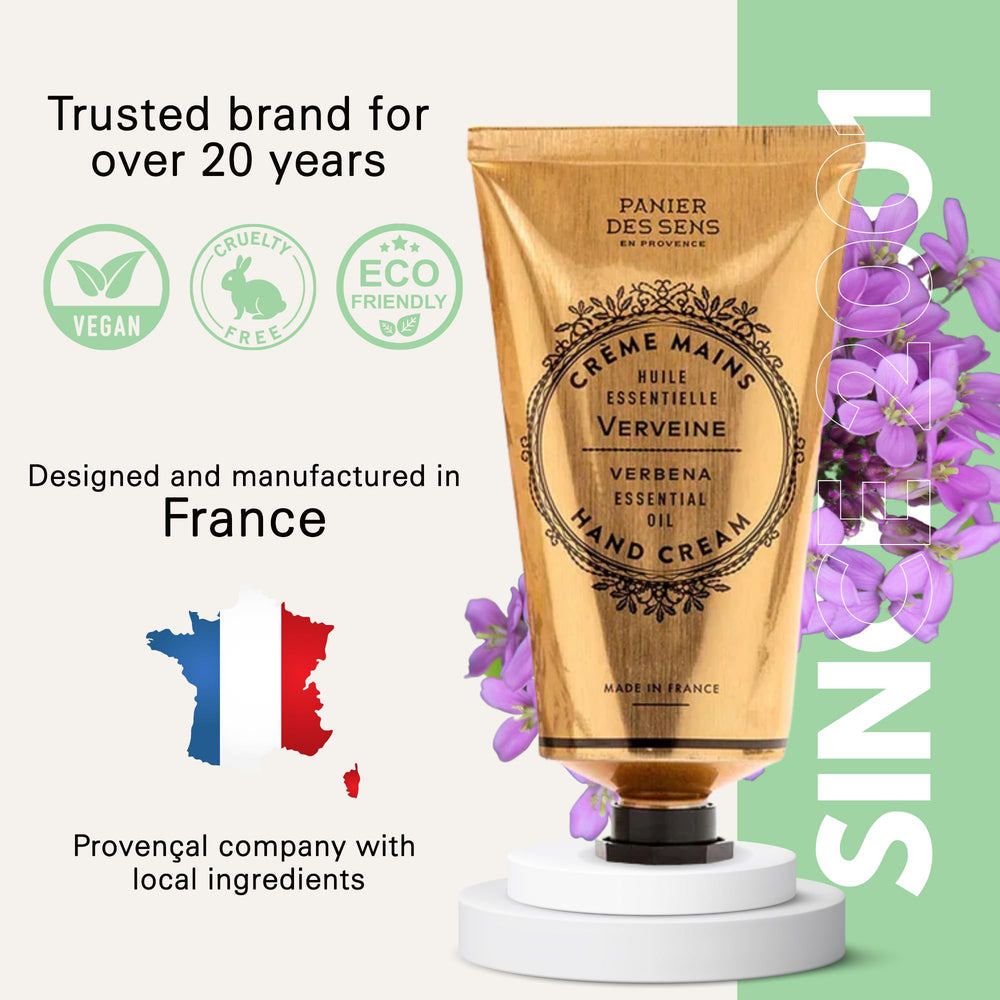 Panier des Sens Verbena Hand Cream fragrance focus highlights refreshing verbena scent.