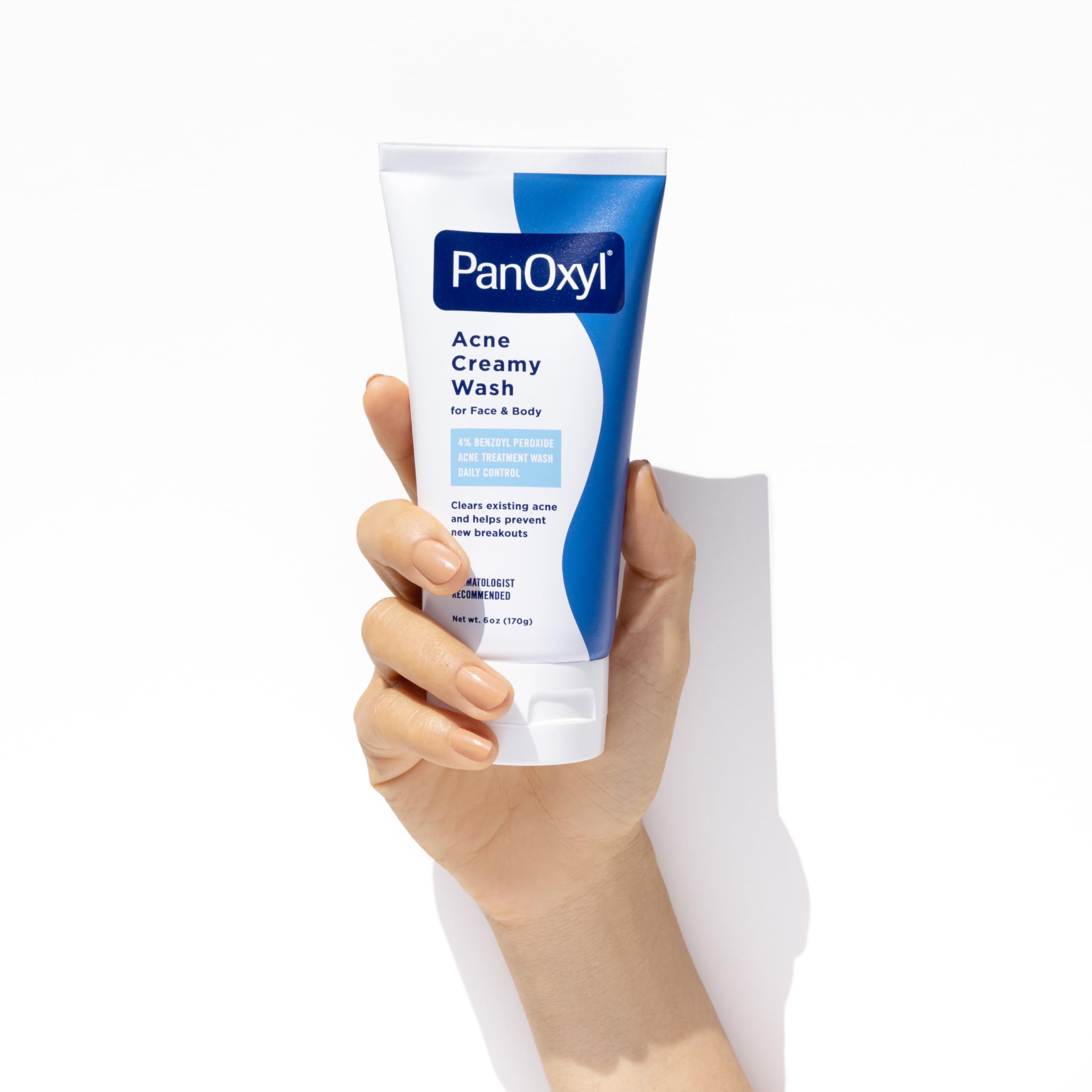 PanOxyl Creamy Acne Wash packaging display shows value in the 3-pack.