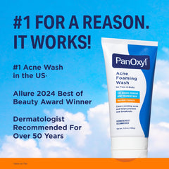 PanOxyl foamy lather on hand demonstrating cleansing and pore penetration