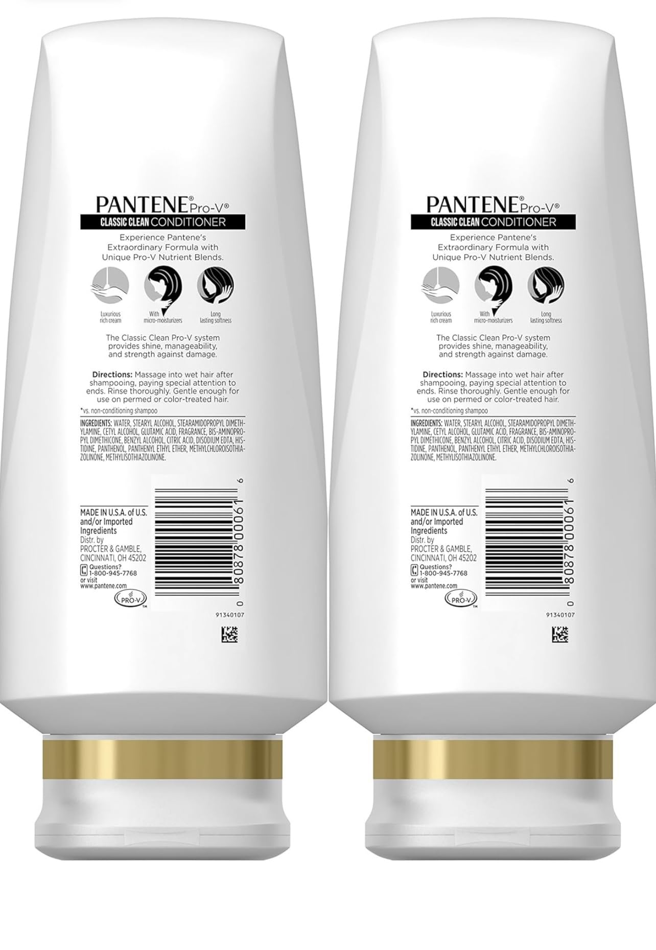 Pantene Classic Clean conditioner bottle closeup for gentle daily care