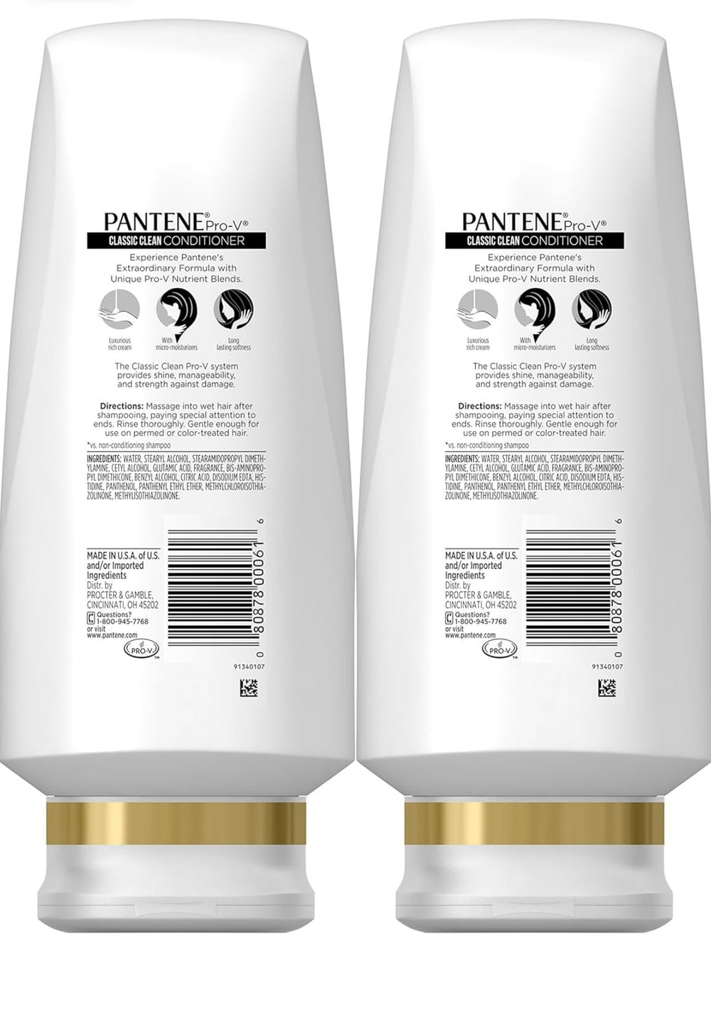 Pantene Classic Clean conditioner bottle closeup for gentle daily care
