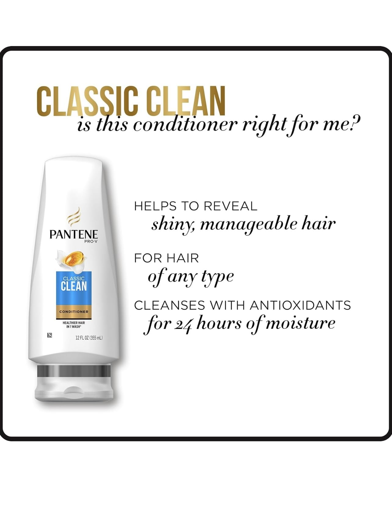Pantene Classic Clean daily-use application demonstrating easy conditioning