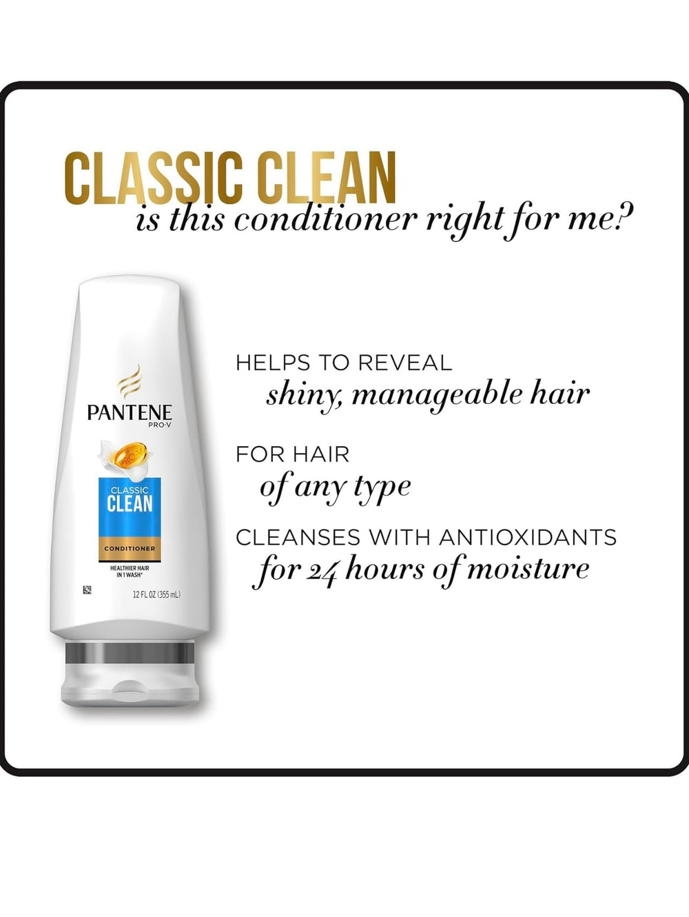 Pantene Classic Clean daily-use application demonstrating easy conditioning
