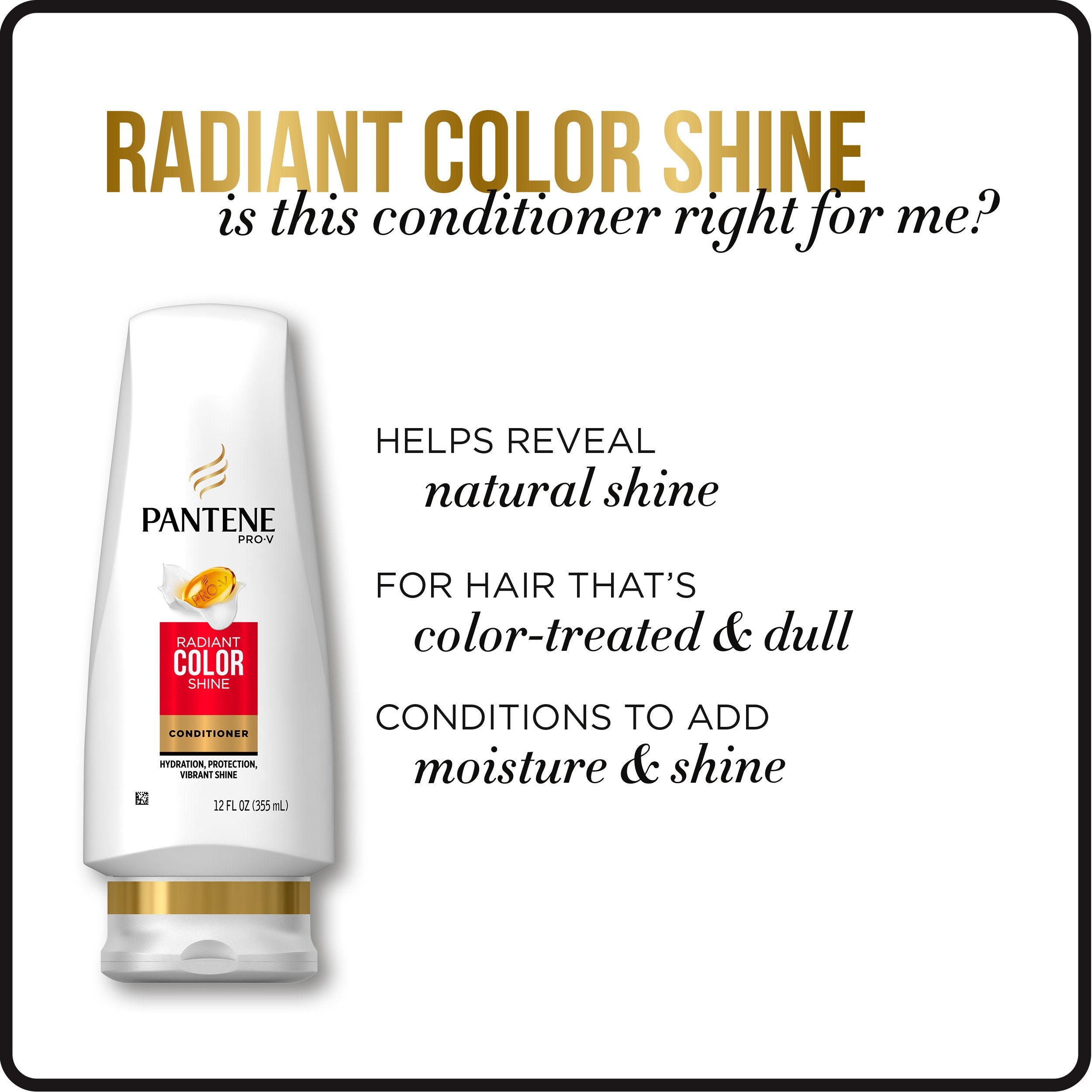 Pantene Color-treated hair with Radiant Color Shine close up shows shine