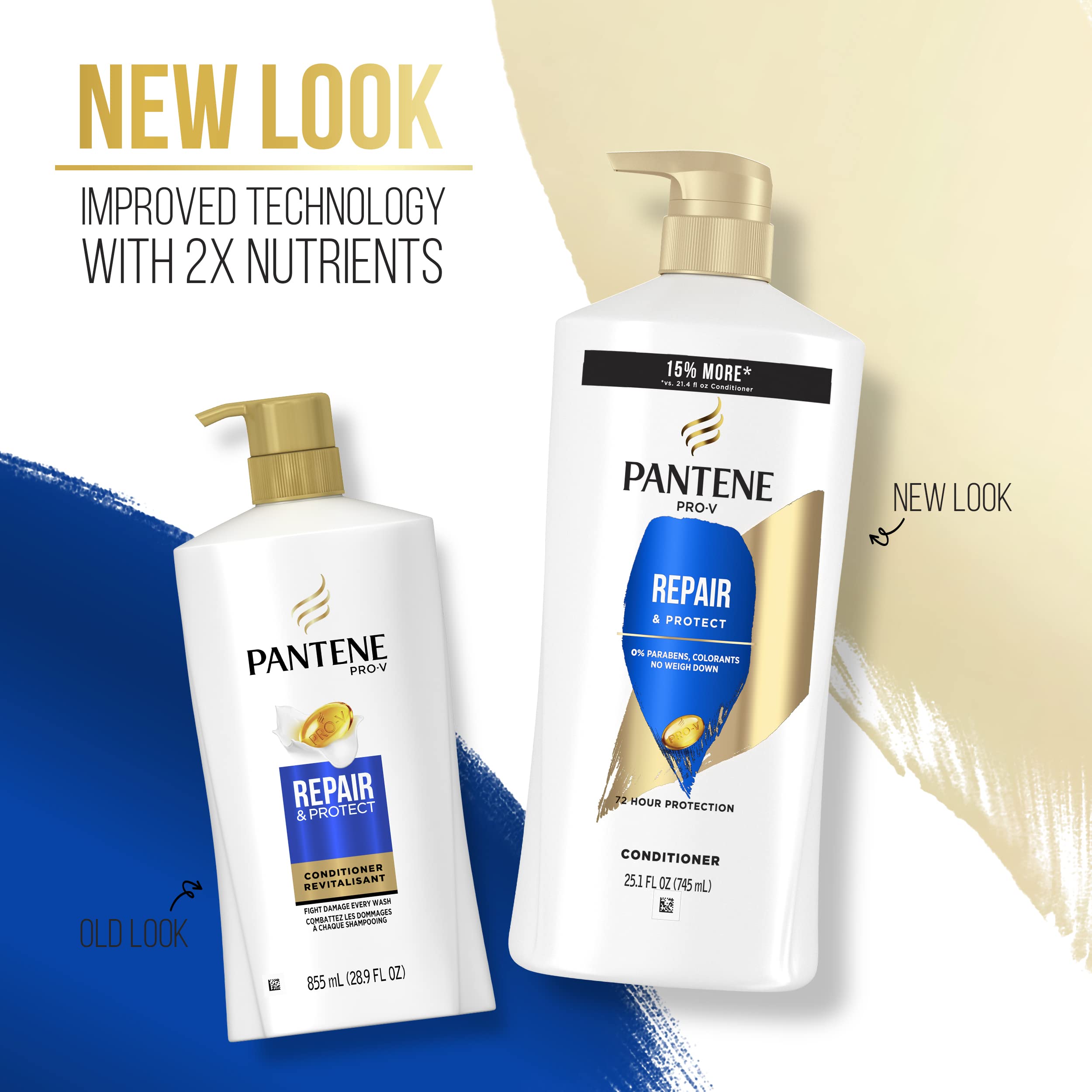 Pantene conditioner being applied to damp hair for immediate nourishment.