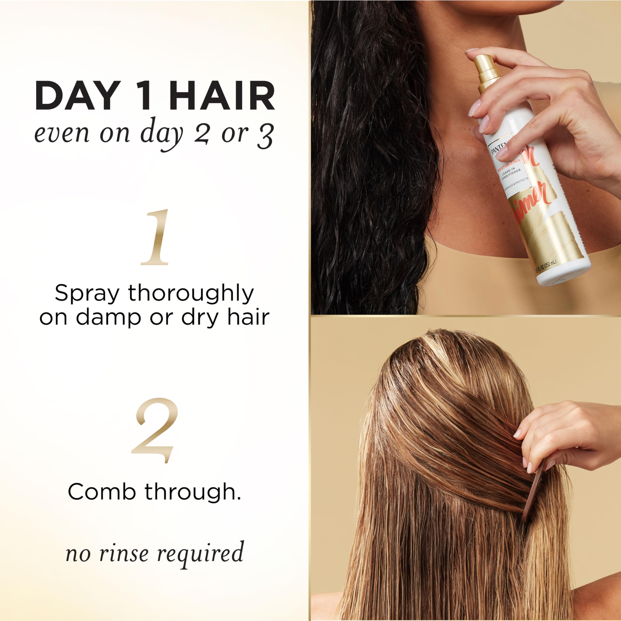 Pantene Conditioning Detangler Spray after use delivers a soft, glossy finish.